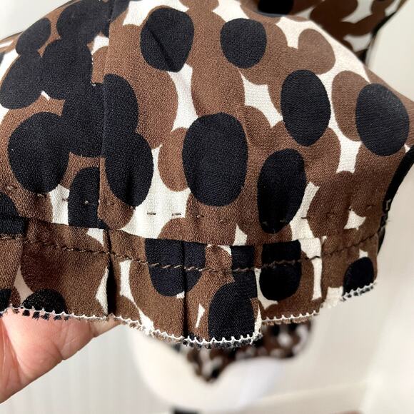 Tory Burch Size 8 Top 100% Silk Polka Dot Popover Blouse Career Classic Neutral - Picture 14 of 16